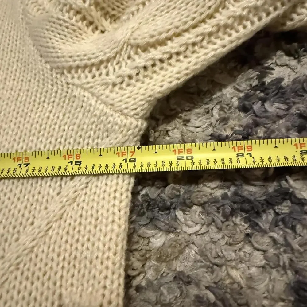 Pink Robin Cable Knit Colorblock Sweater Scalloped Hem XS